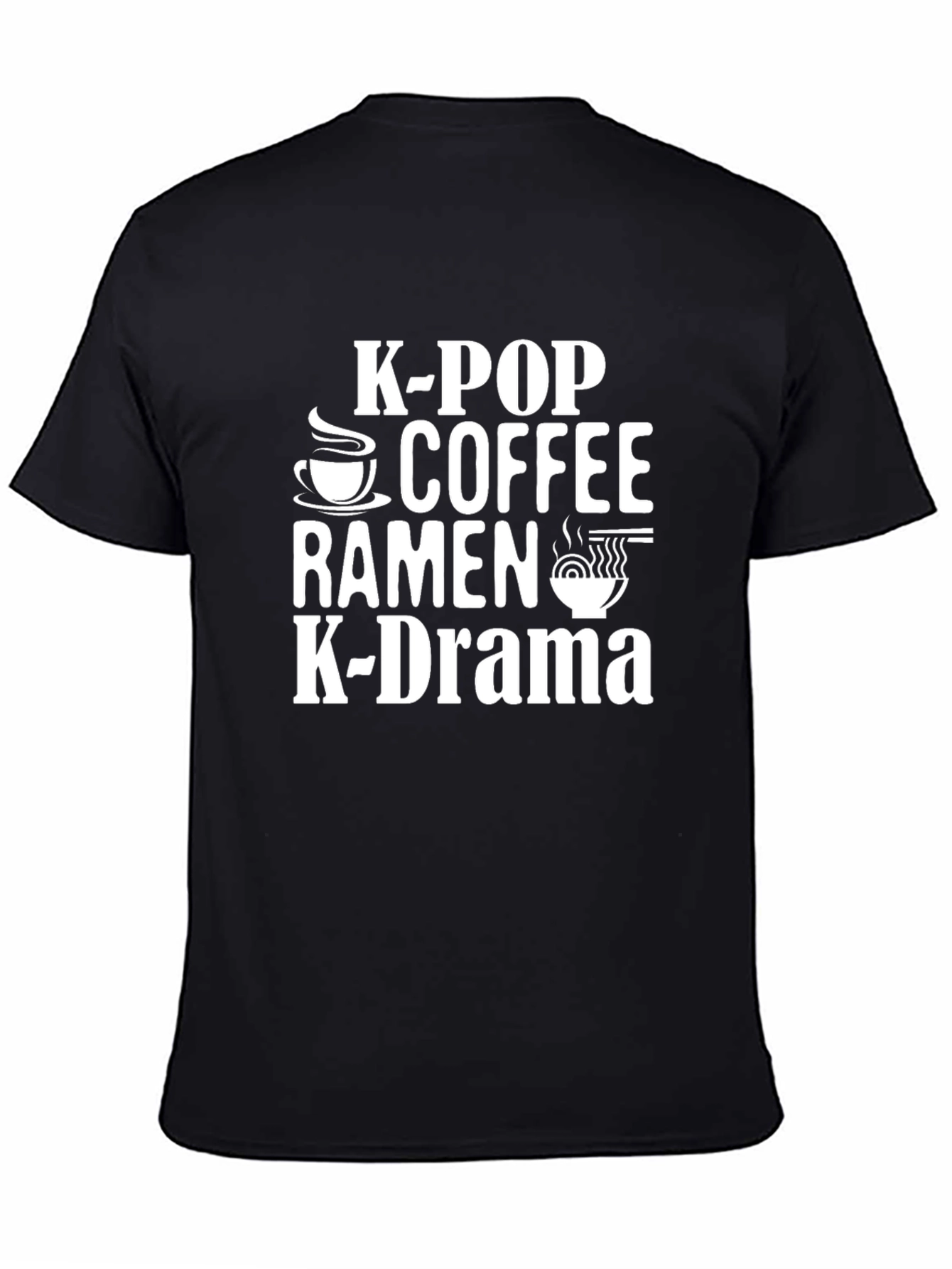K-Pop Coffee Ramen K-Drama Black T-Shirt