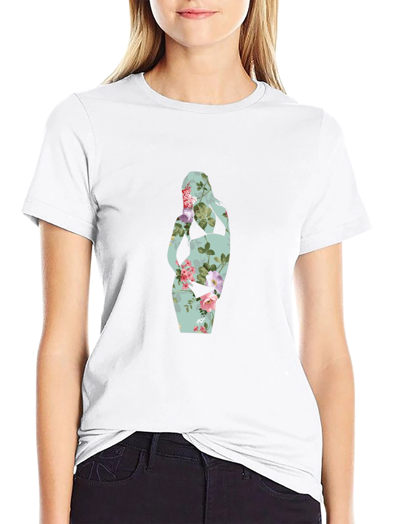 Floral Silhouette Maternity T-Shirt