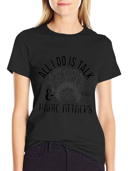 Humorous Panic Attack T-Shirt - Black Cotton Tee