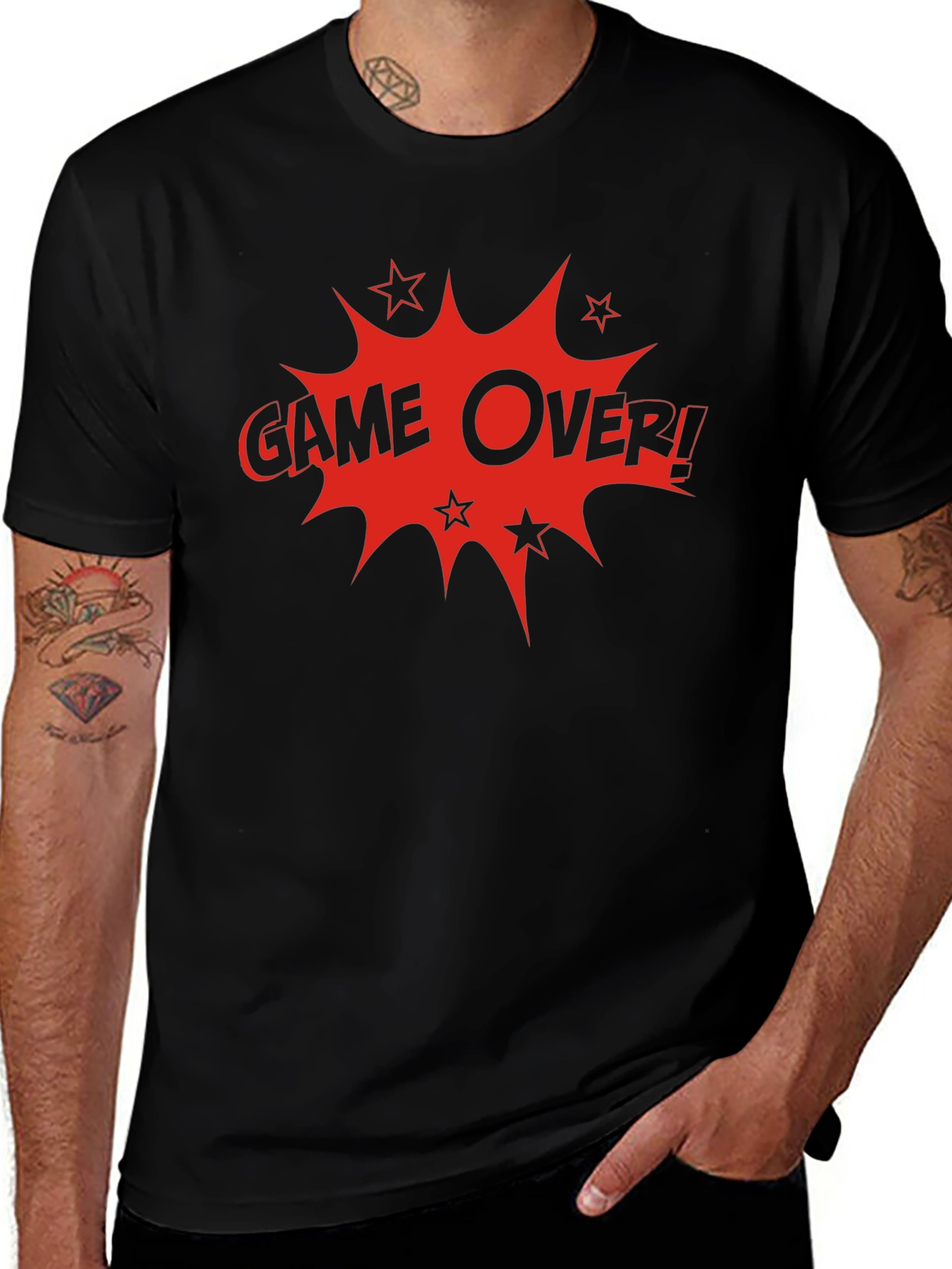 Game Over Graphic Print Crew Neck T-Shirt