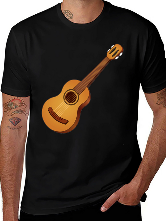 Guitar Graphic Tee - Black Cotton T-Shirt