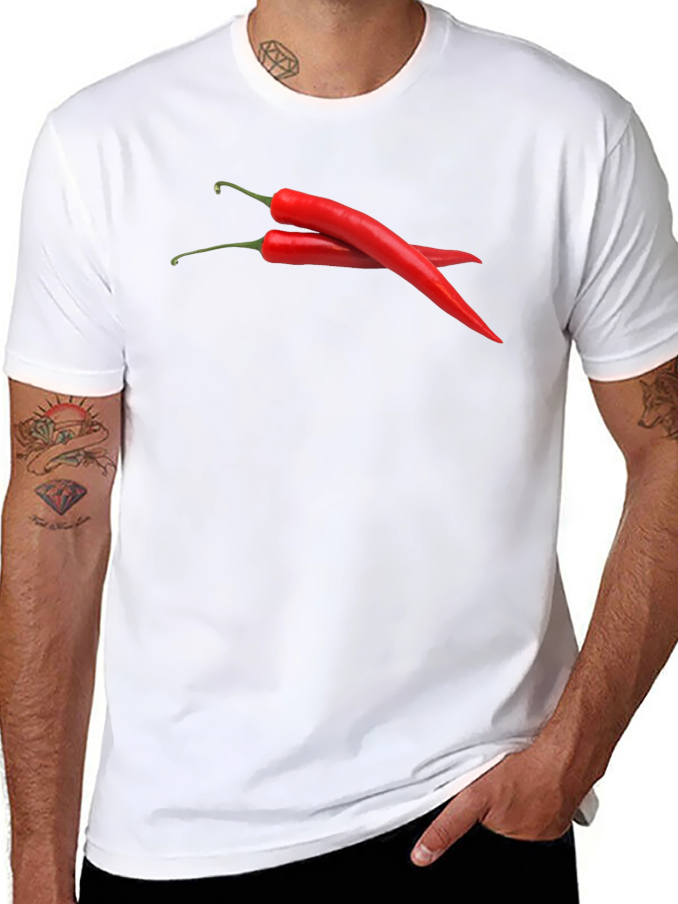 Spicy Red Chili Pepper Graphic Black T-Shirt