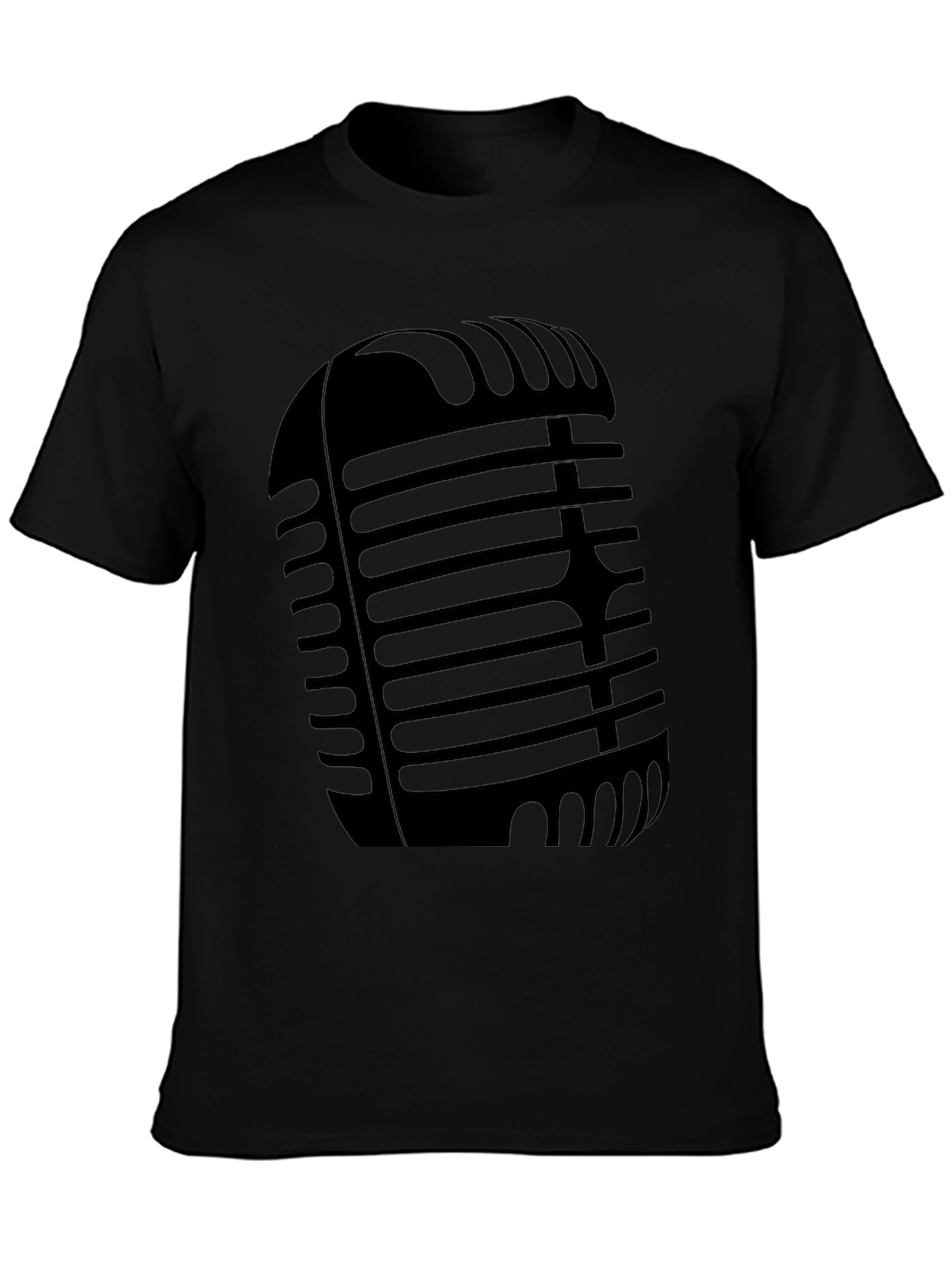 Retro Microphone Graphic Tee - Classic Black T-Shirt