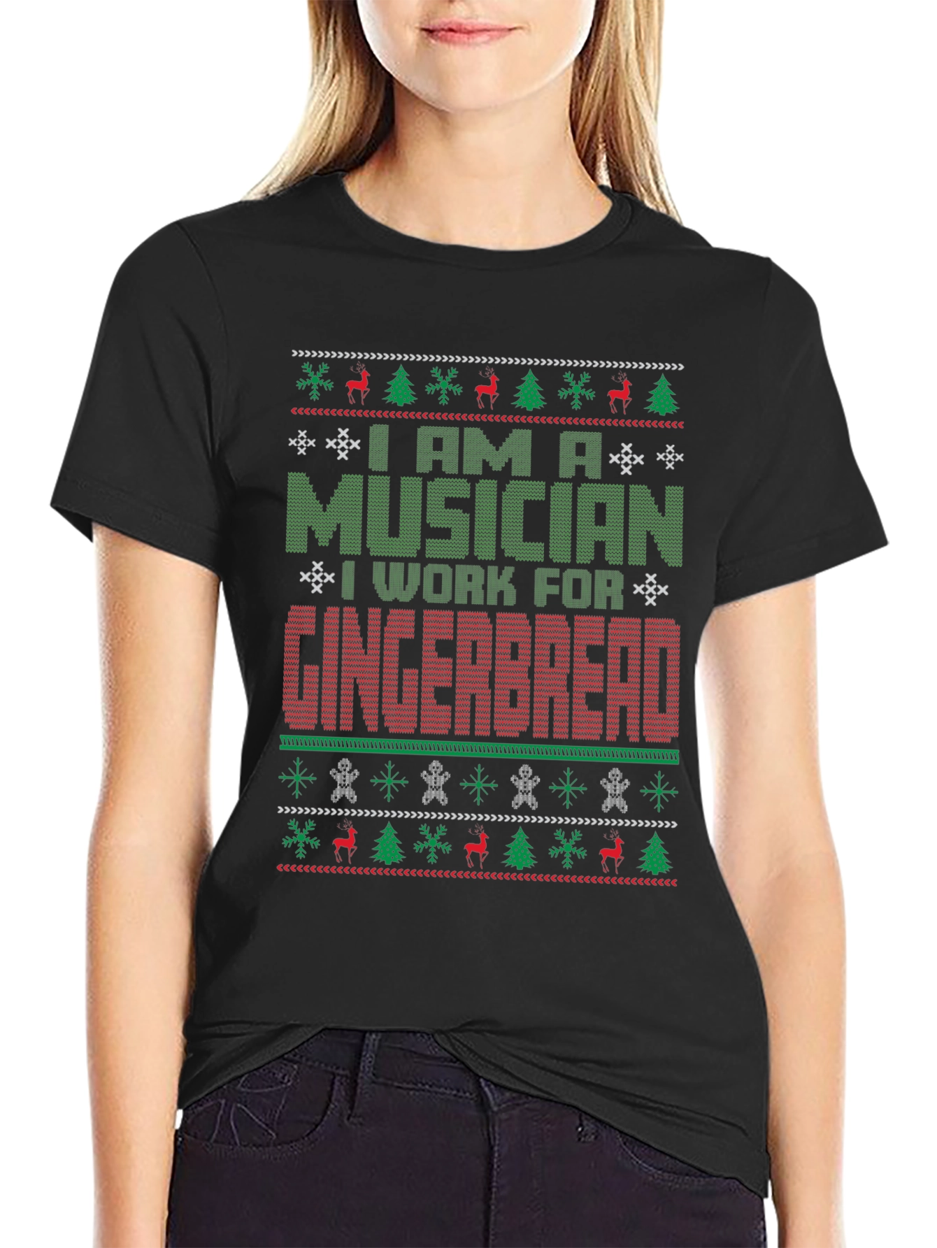 Musician Gingerbread Ugly Christmas Sweater T-Shirt
