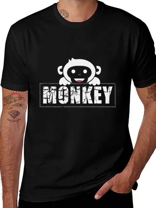 Monkey Graphic Print Black T-Shirt