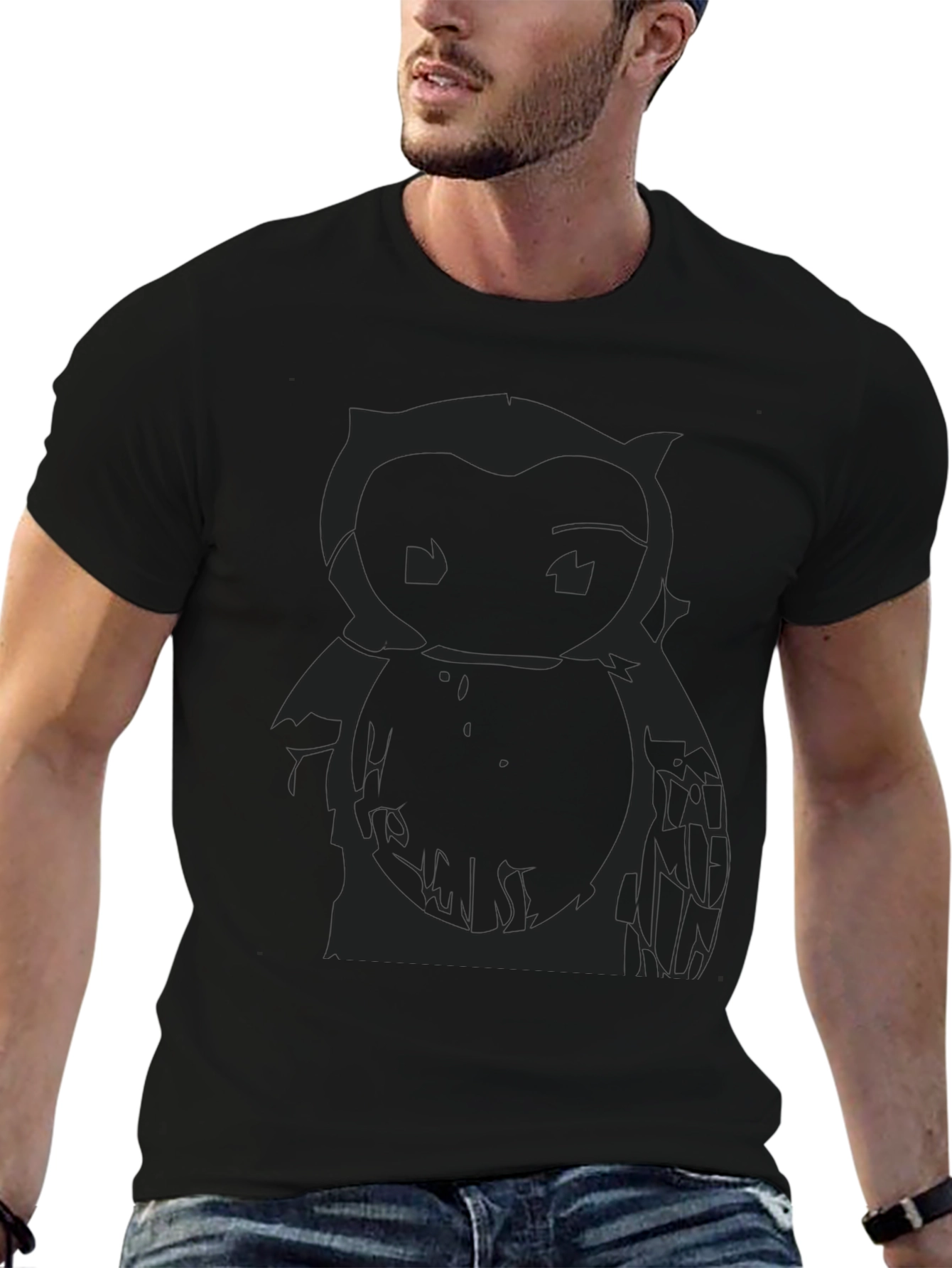 Mens Black Owl Graphic Print T-Shirt