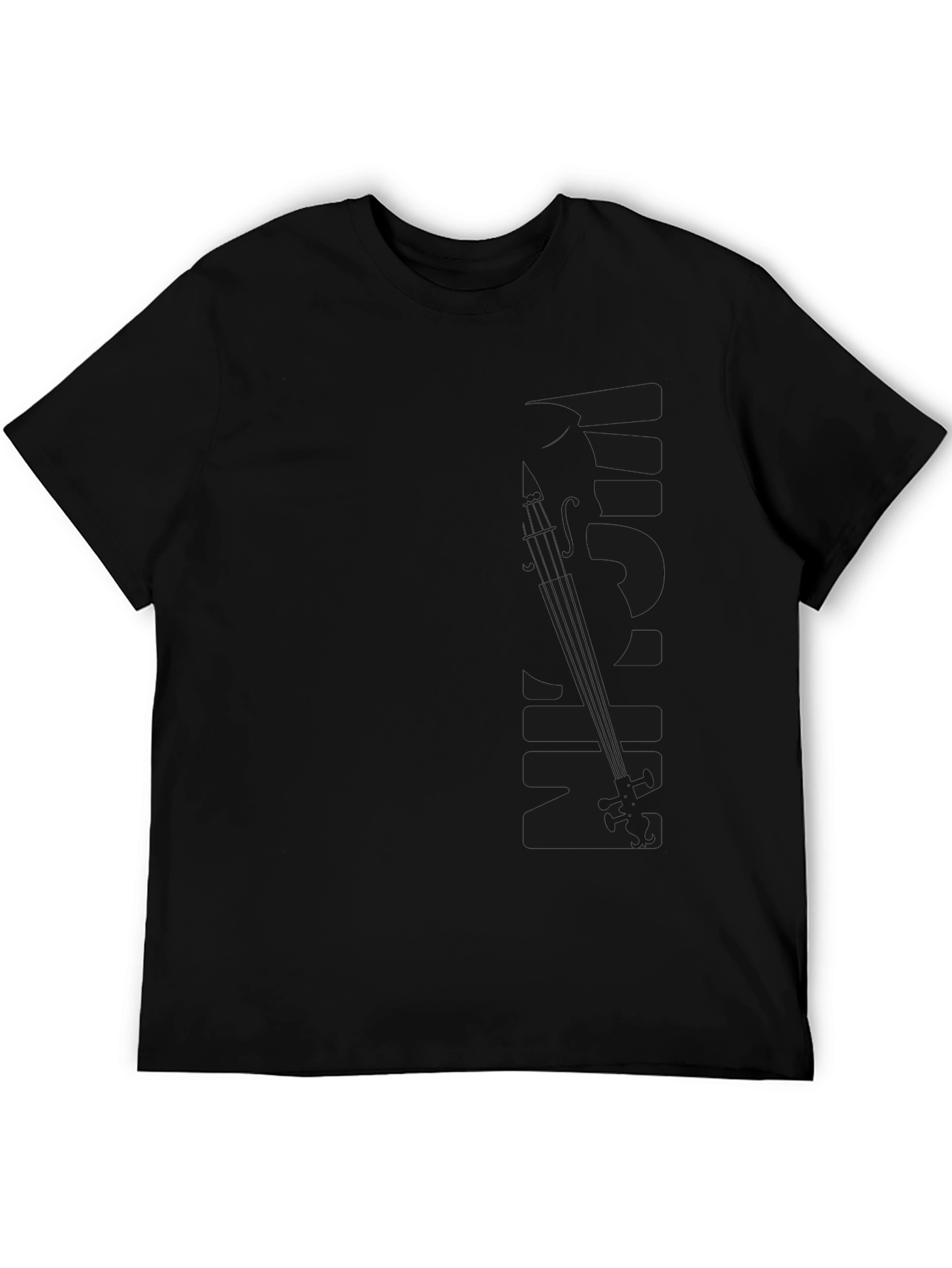 Mens Black Violin Graphic T-Shirt