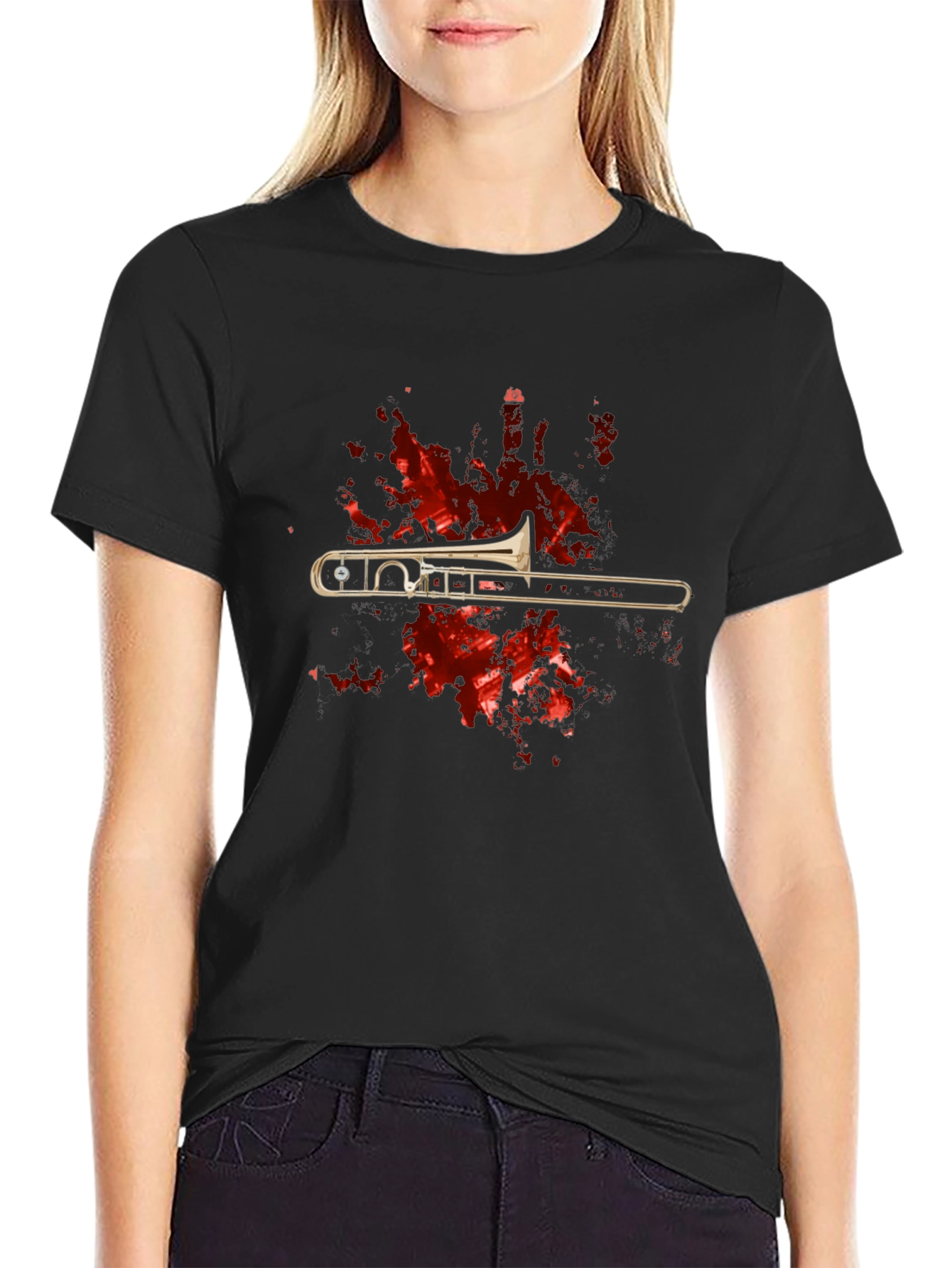 Trombone Splatter Graphic T-Shirt