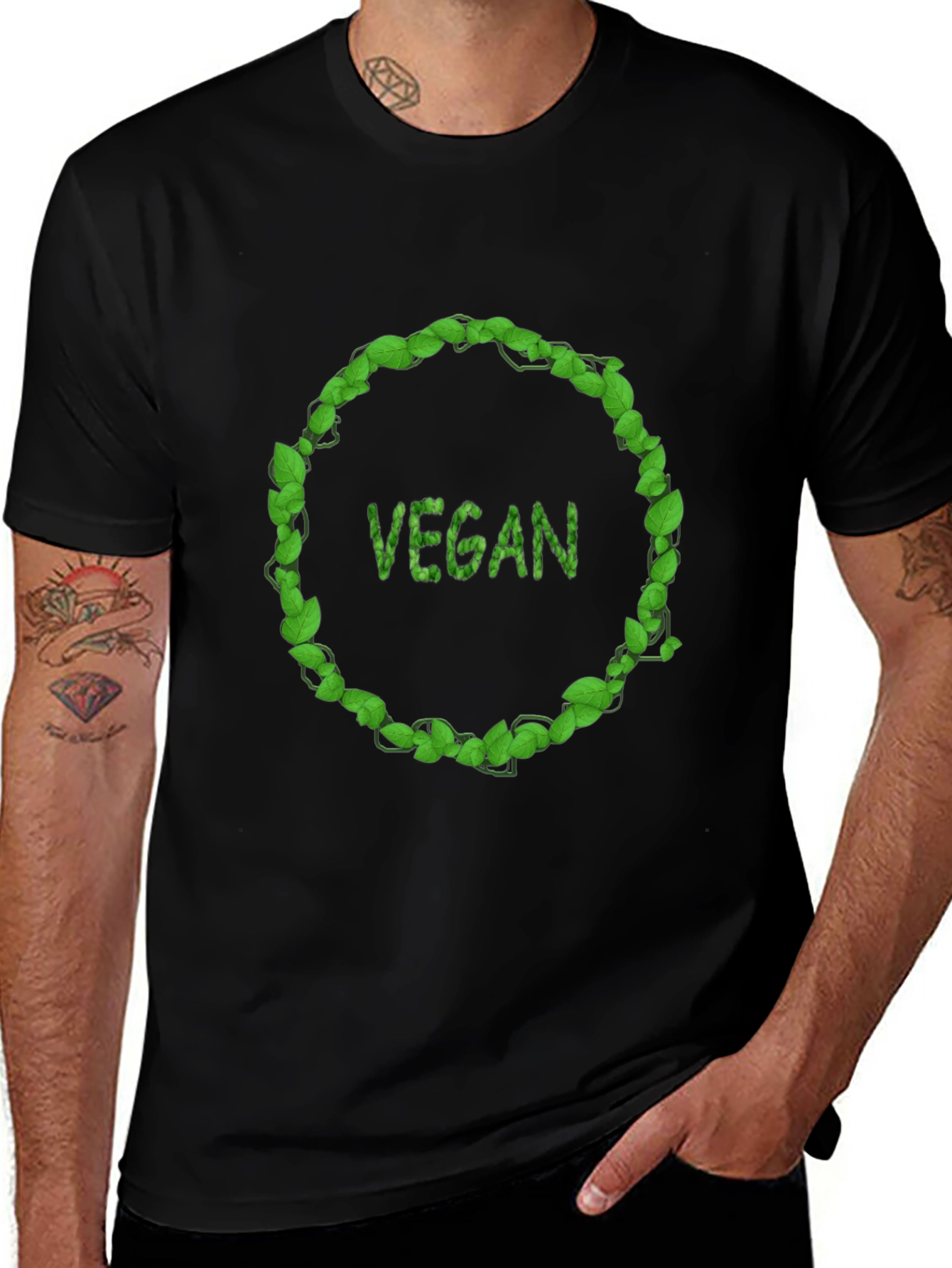 Vegan Leaf Circle Graphic Tee