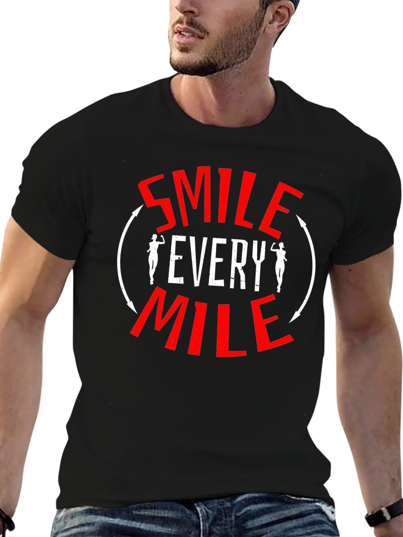 Smile Every Mile T-Shirt - Motivational Fitness Tee