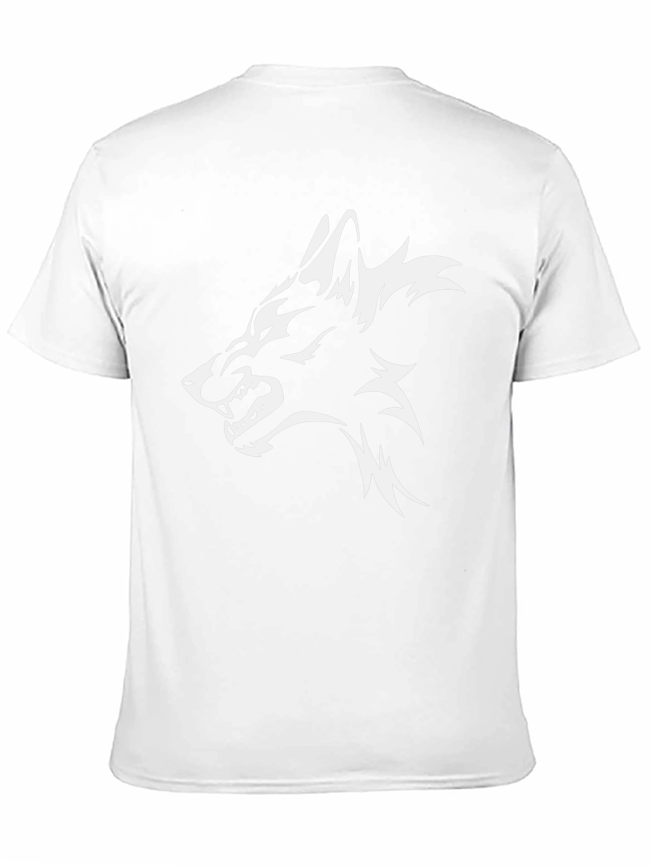 Mens Black T-Shirt with White Wolf Graphic