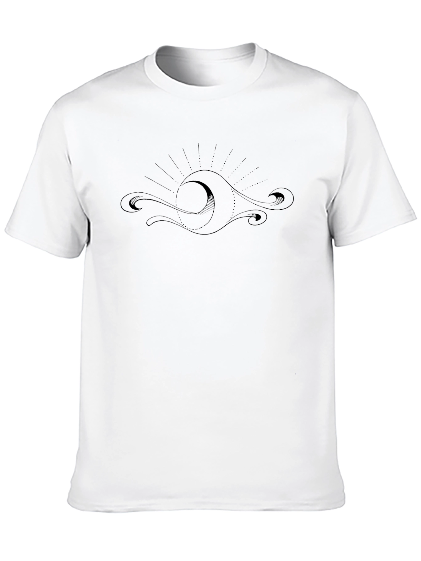 Black Graphic Tee - Wave Sun Design