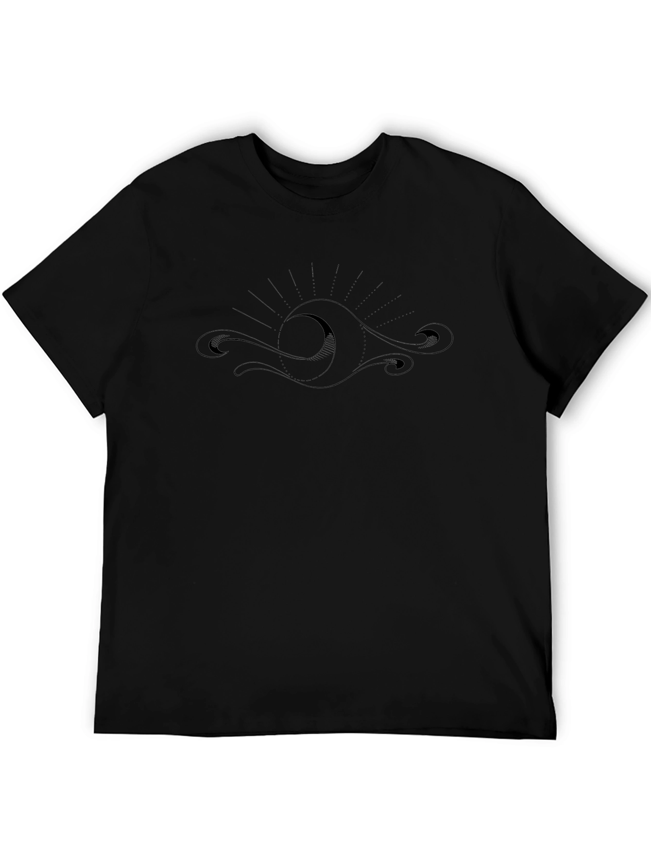 Black Graphic Tee - Wave Sun Design