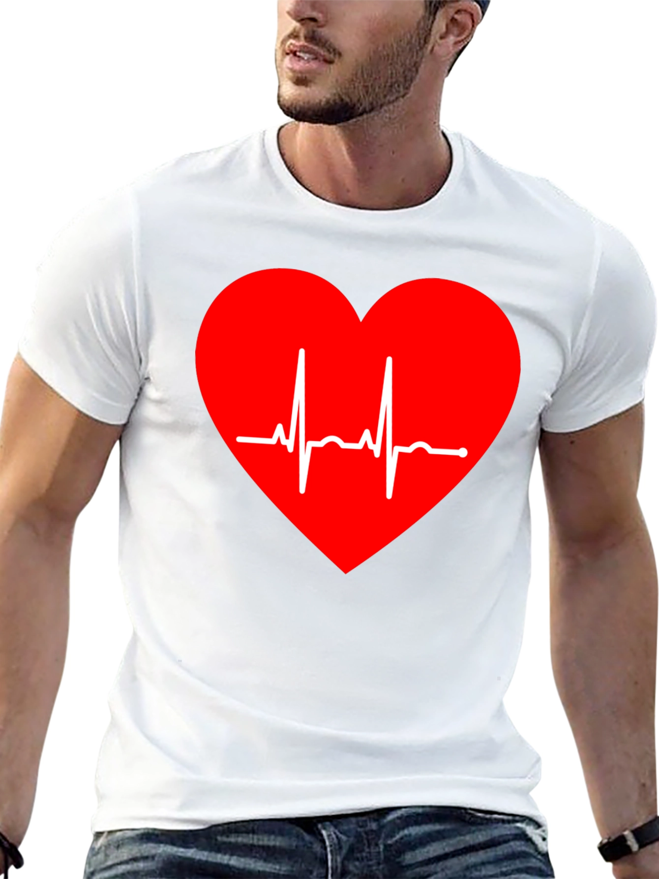 Heartbeat Graphic Tee - Stylish Black Cotton T-Shirt