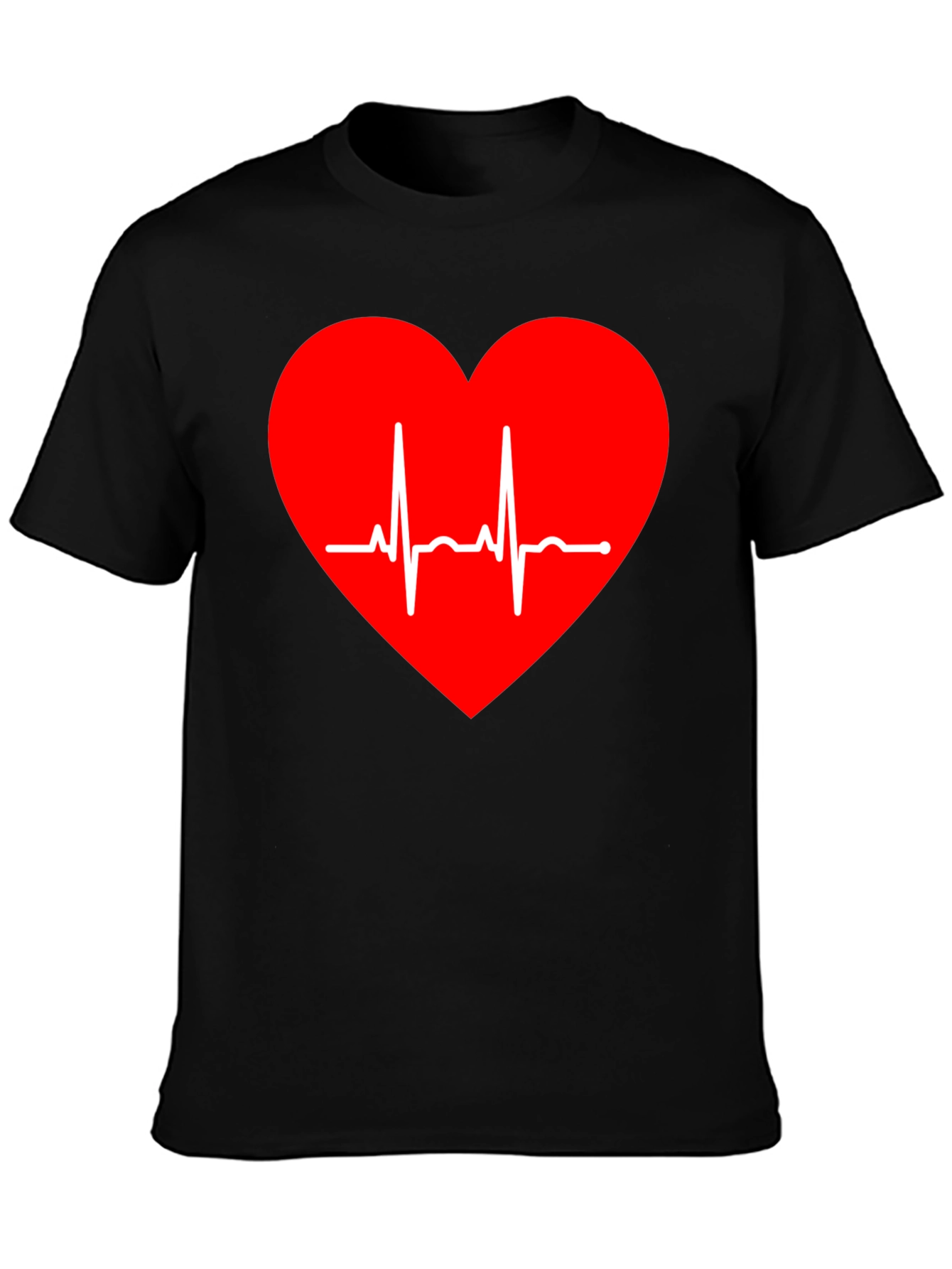 Heartbeat Graphic Tee - Stylish Black Cotton T-Shirt