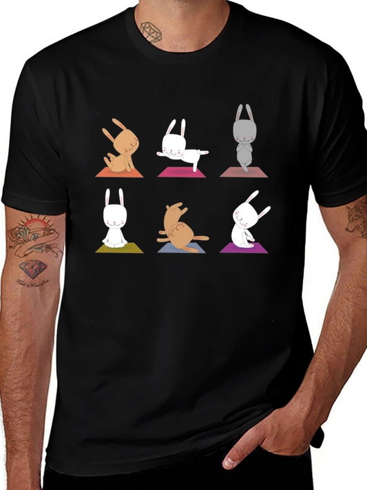 Yoga Bunny Graphic Tee - Black Cotton Blend