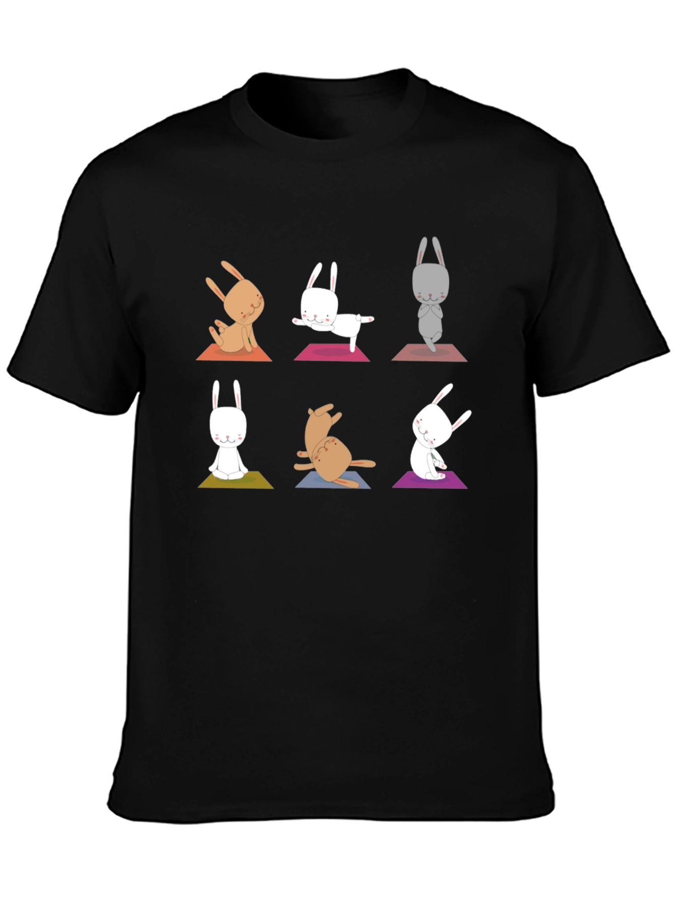 Yoga Bunny Graphic Tee - Black Cotton Blend