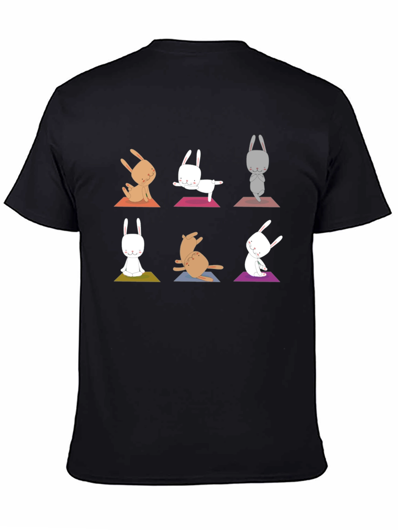 Yoga Bunny Graphic Tee - Black Cotton Blend