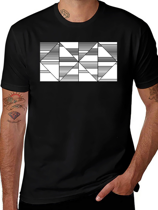 Abstract Geometric Triangle T-Shirt - Black