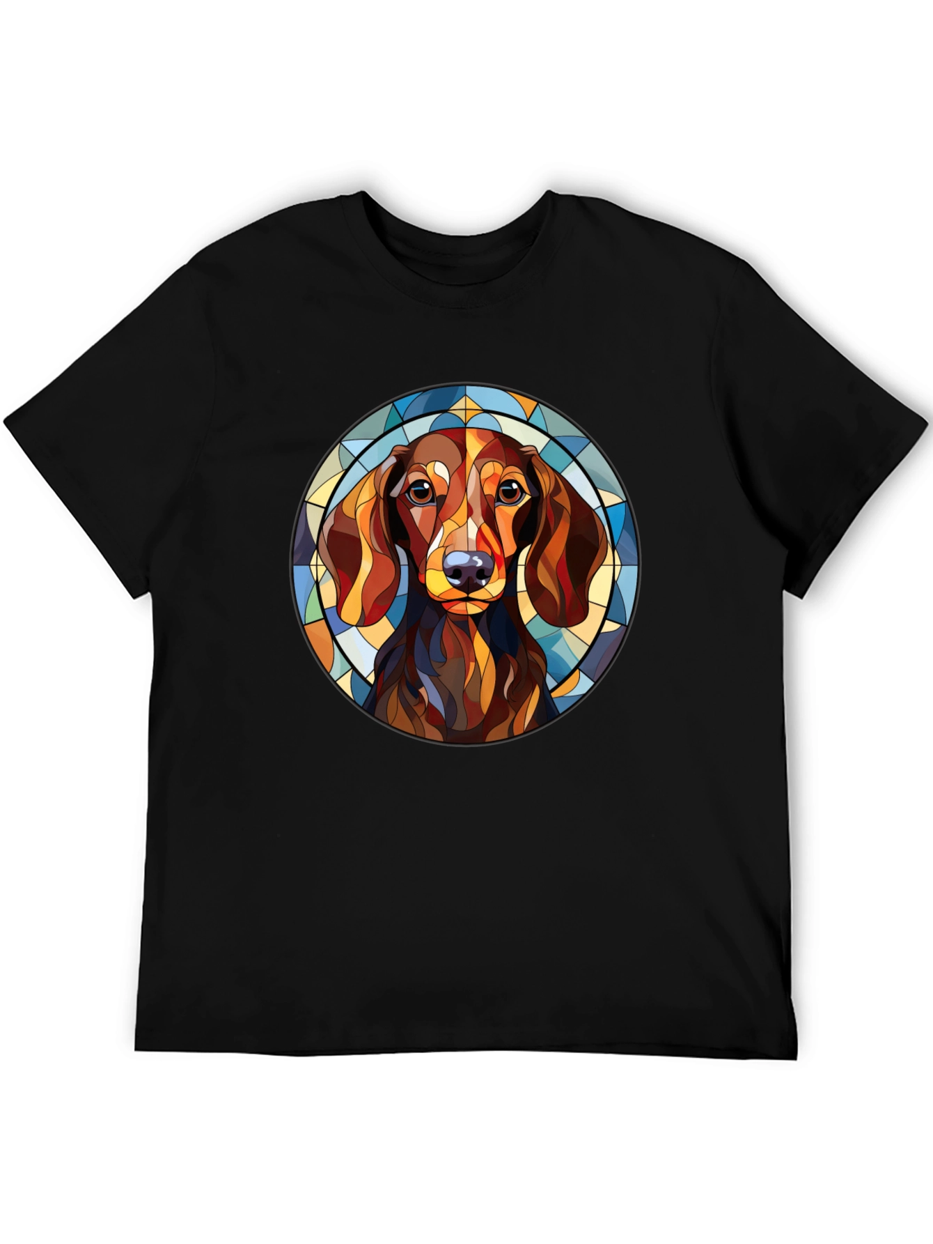Dachshund Dog Stained Glass Style T-Shirt