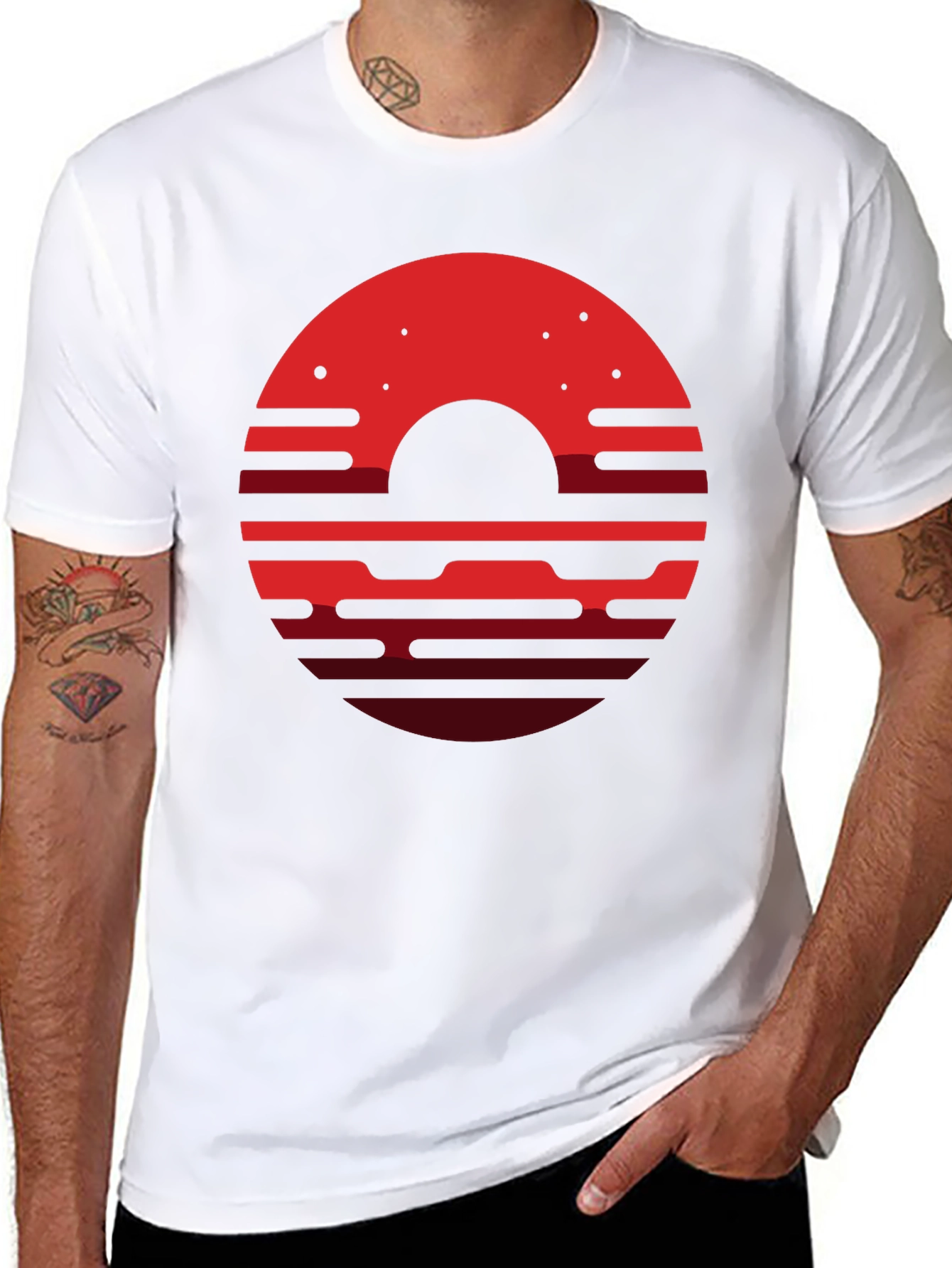Abstract Sunset Graphic T-Shirt - Black