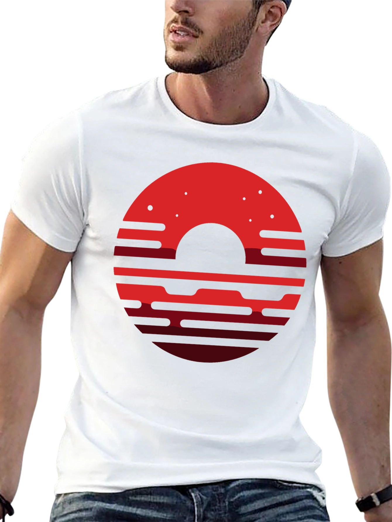 Abstract Sunset Graphic T-Shirt - Black