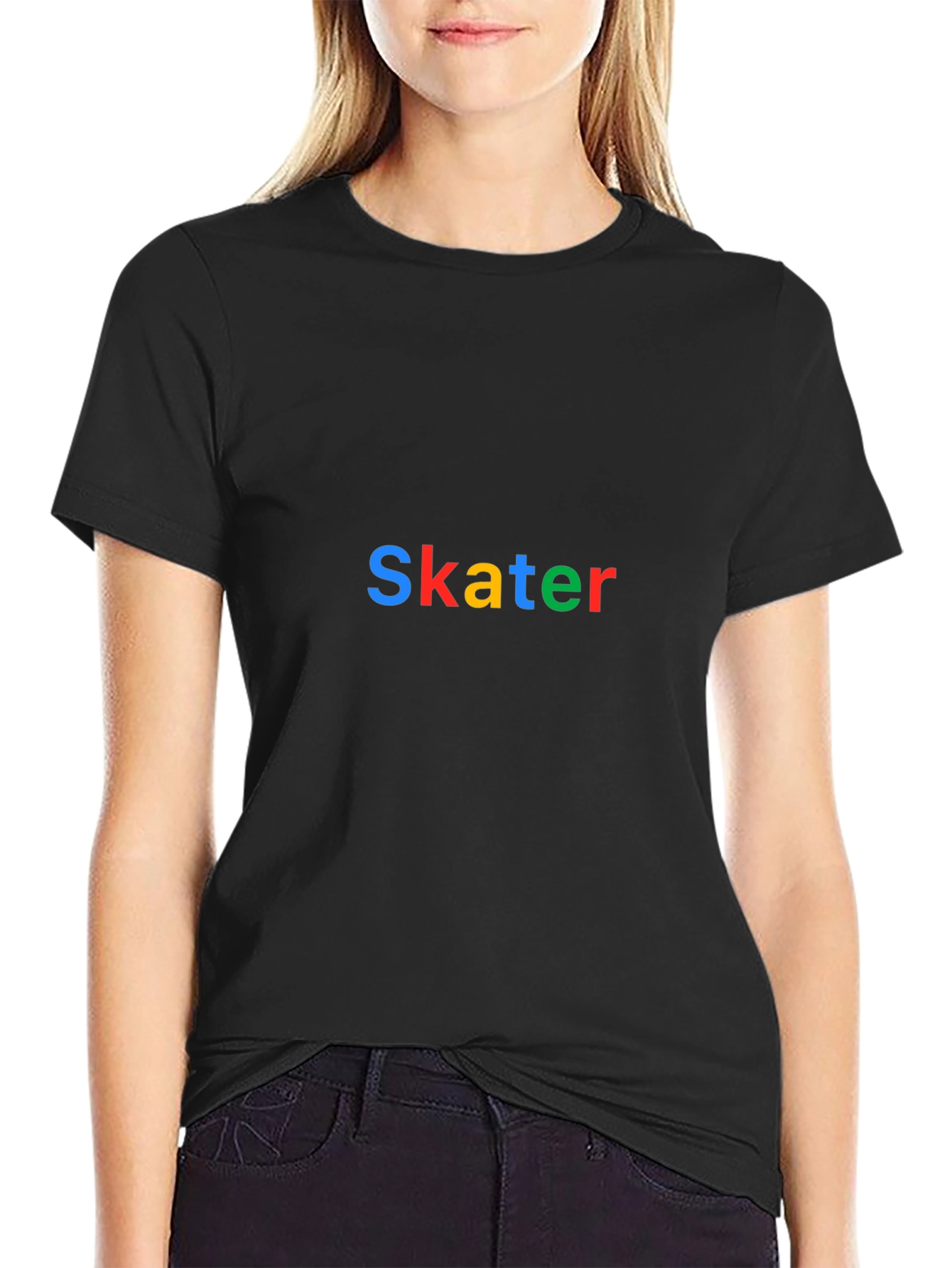 Skater Graphic Tee - Black Cotton Casual Shirt