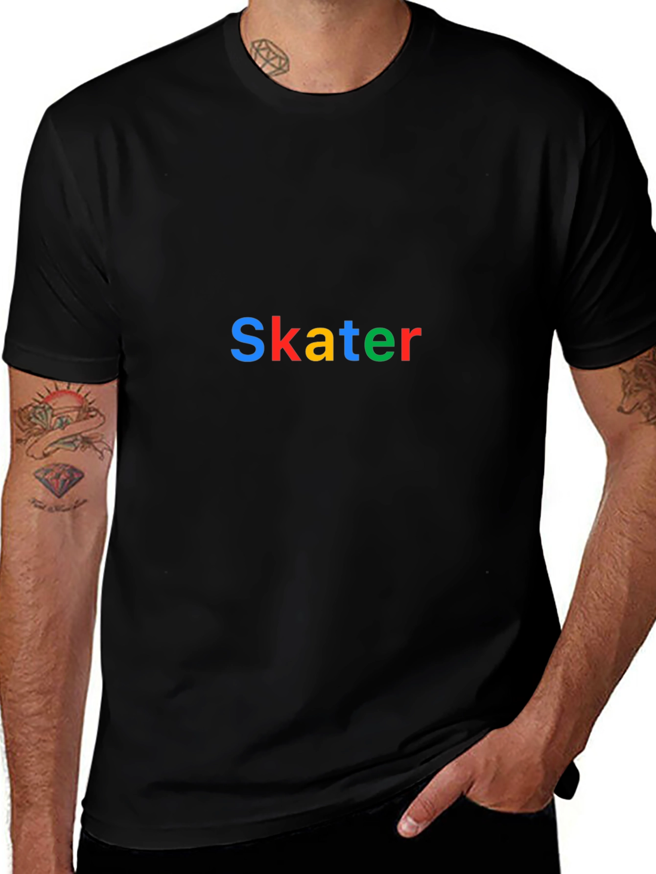 Skater Graphic Tee - Black Cotton Casual Shirt
