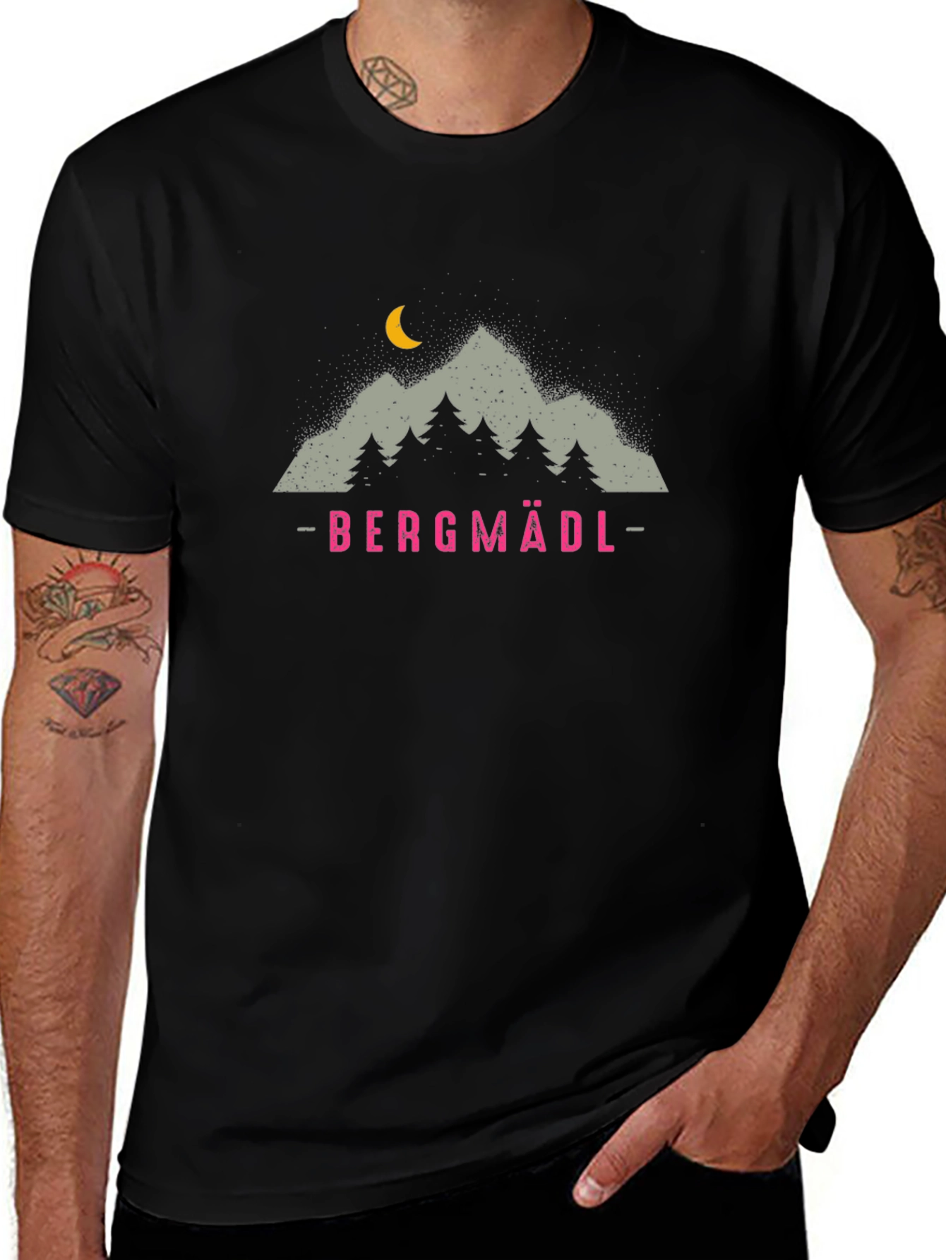 Bergmädl Mountain Graphic T-Shirt - Unisex Black Tee