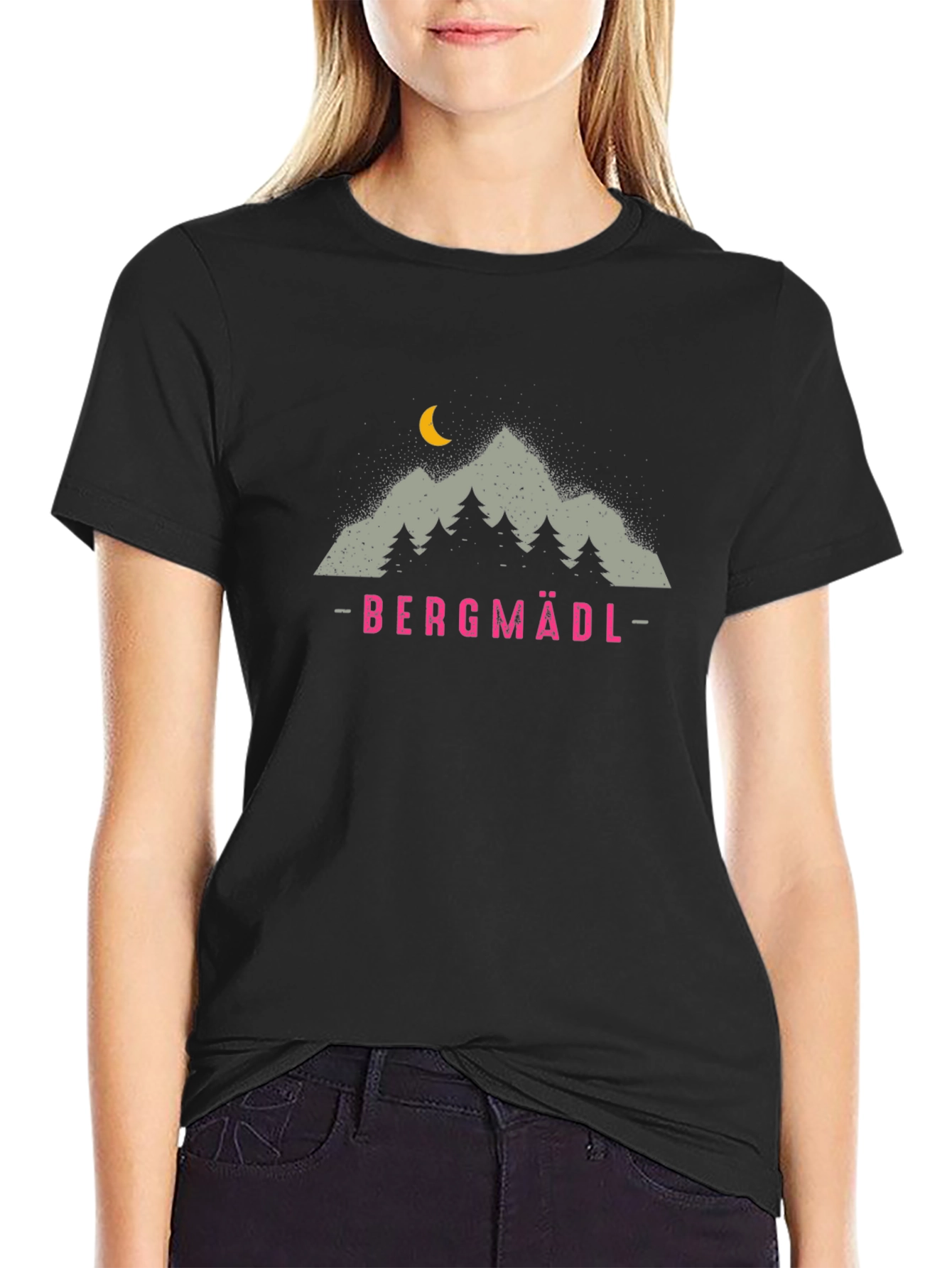 Bergmädl Mountain Graphic T-Shirt - Unisex Black Tee