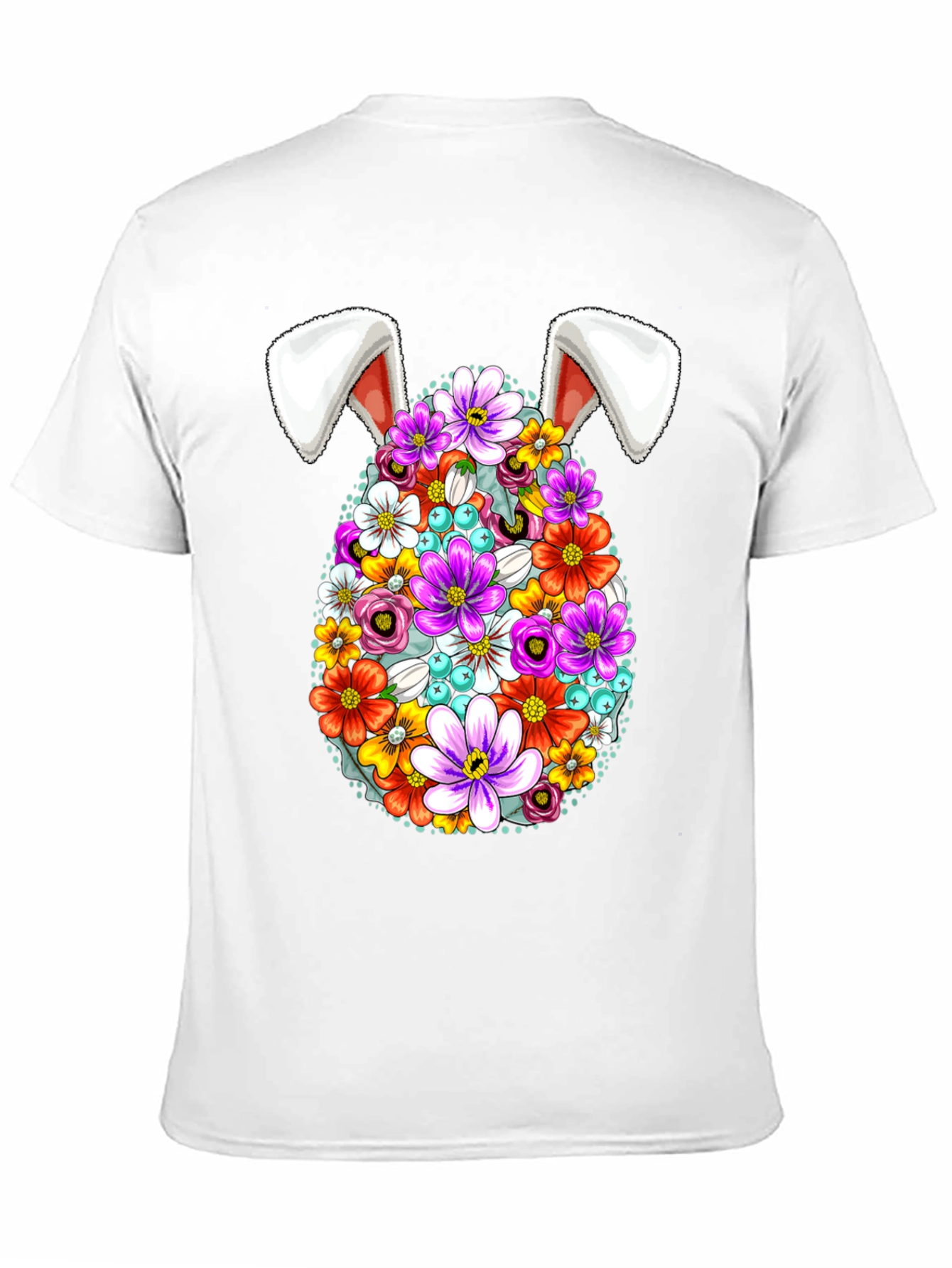Easter Floral Egg Bunny Ears Graphic Tee