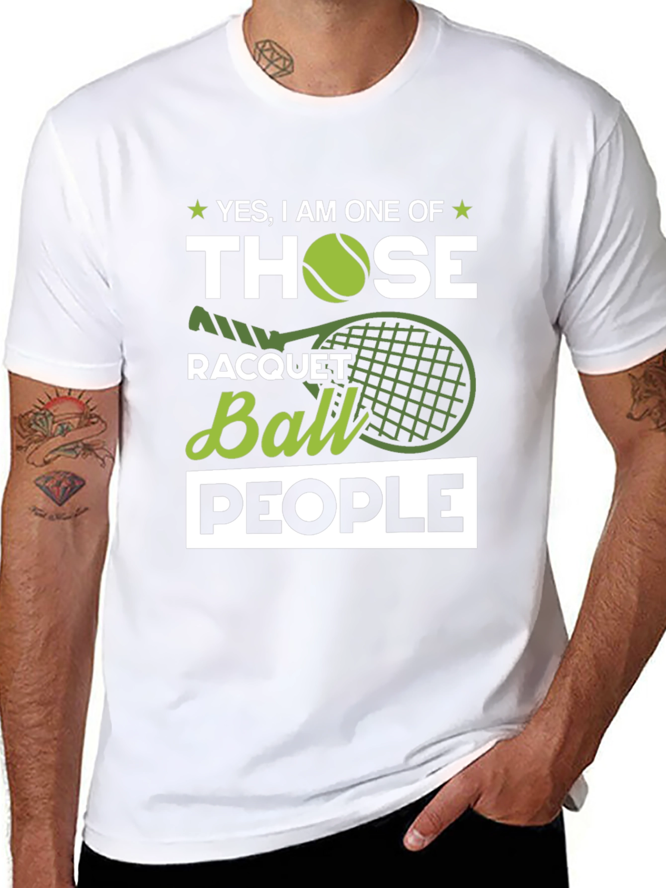 Tennis Racquet Ball People Graphic Tee