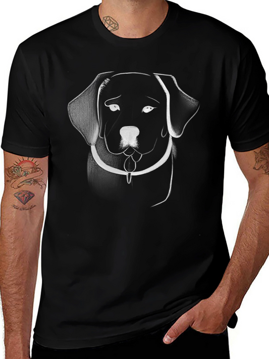 Labrador Line Art Black T-Shirt