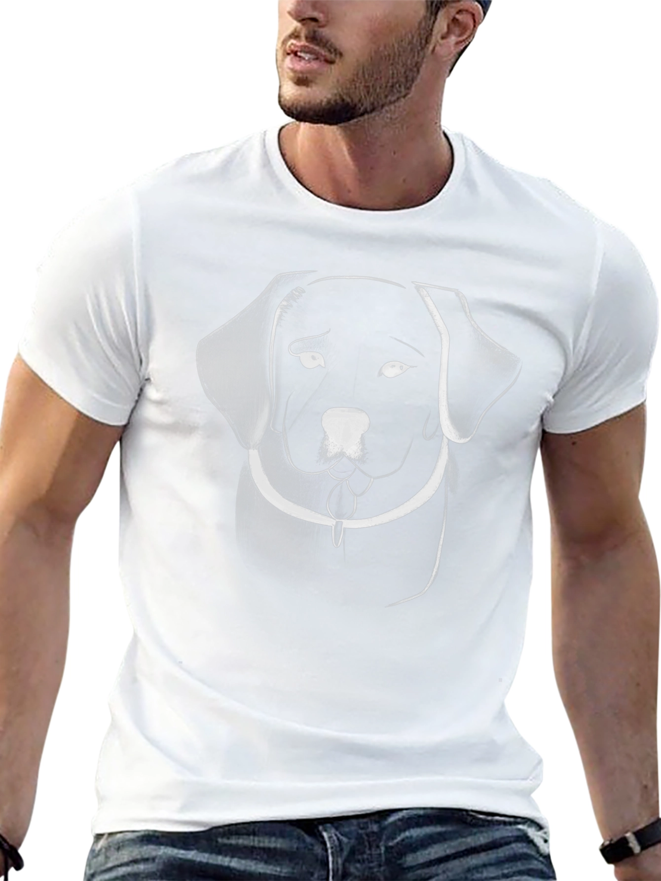 Labrador Line Art Black T-Shirt