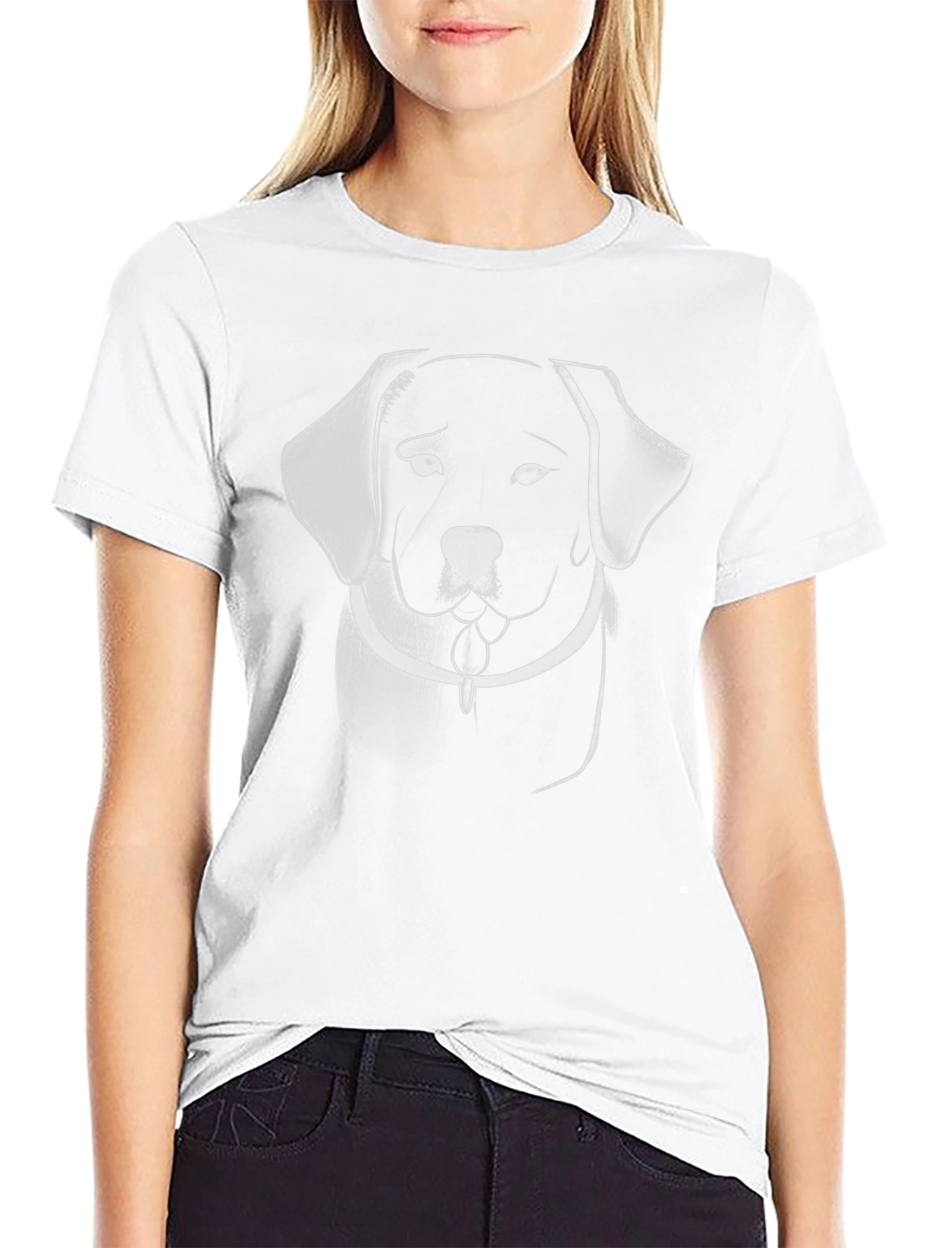 Labrador Line Art Black T-Shirt