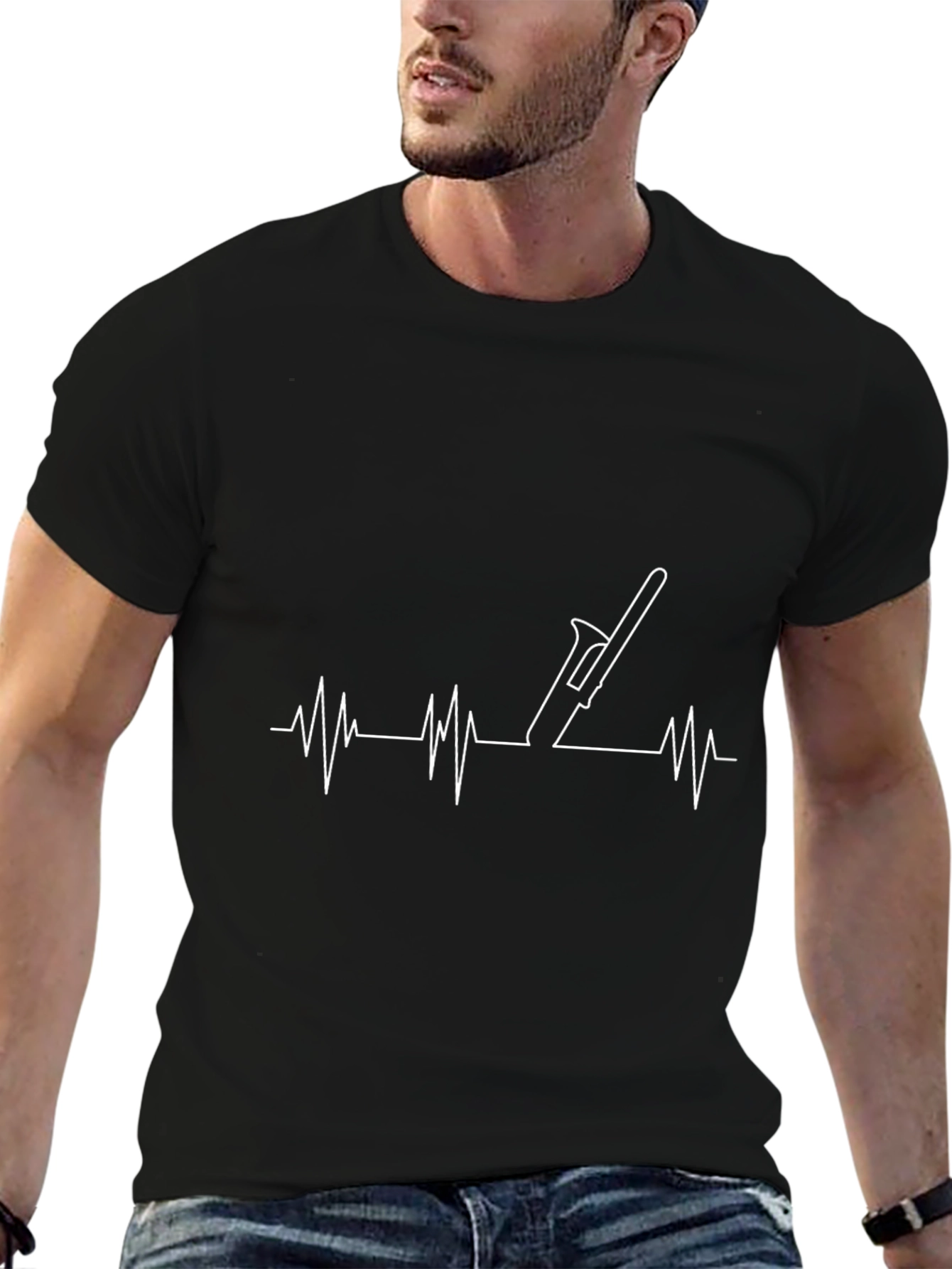 Trombone Heartbeat T-Shirt - Music Lover Tee