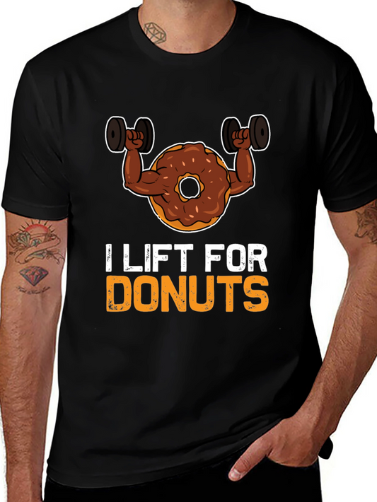 I Lift For Donuts Black Graphic T-Shirt