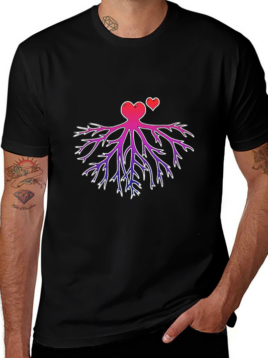 Heart Root Design Black T-Shirt