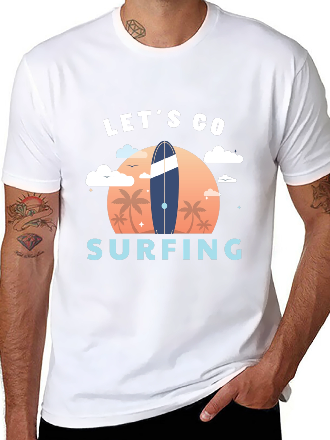 Lets Go Surfing Graphic Tee - Beach Vibes