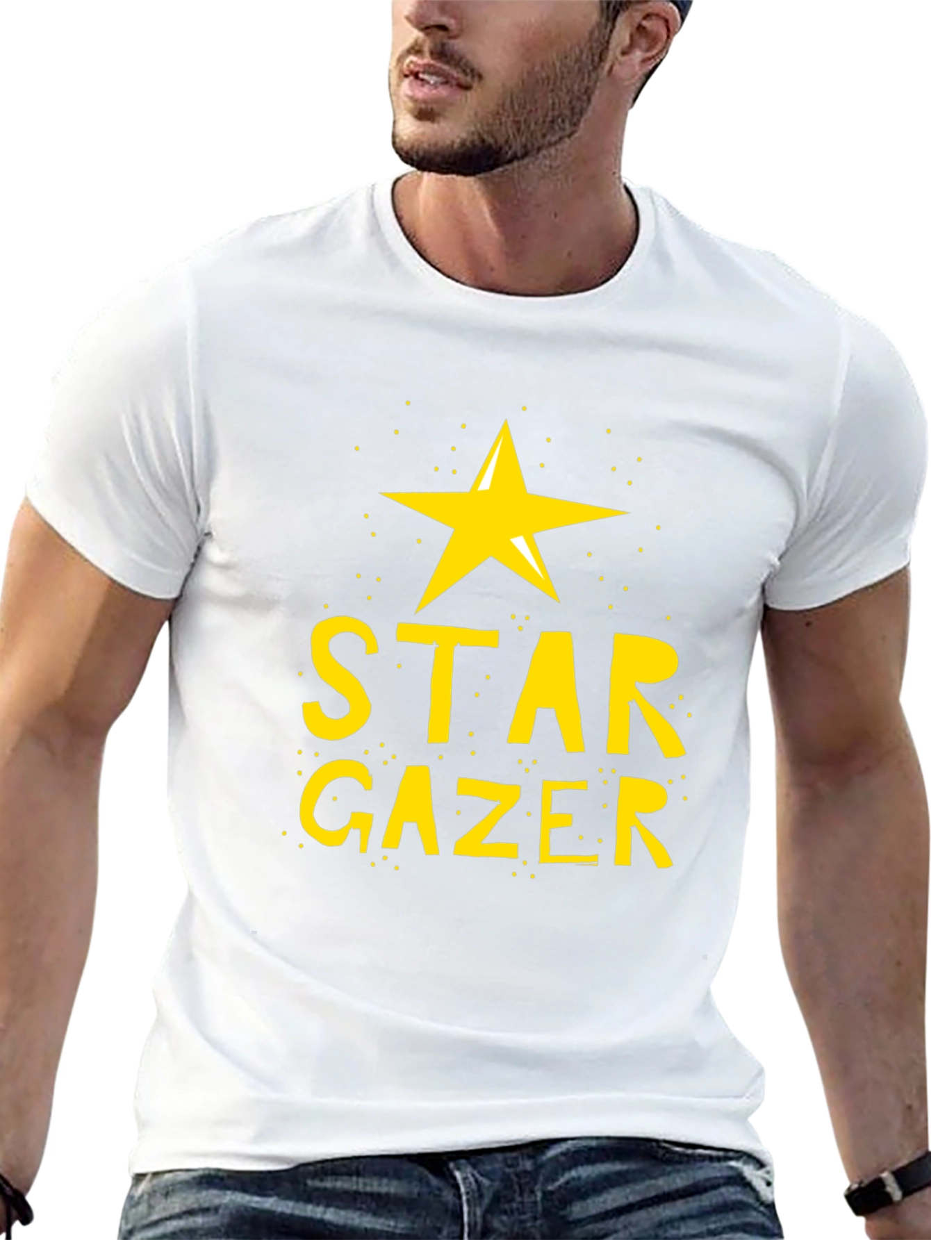 Star Gazer Black T-Shirt | Celestial Design