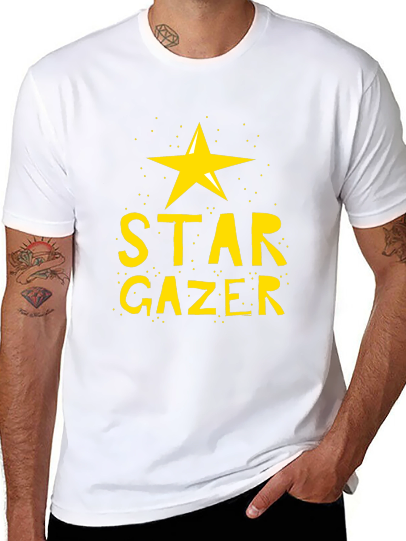 Star Gazer Black T-Shirt | Celestial Design