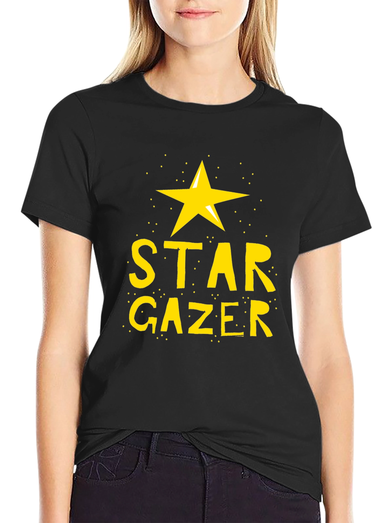 Star Gazer Black T-Shirt | Celestial Design