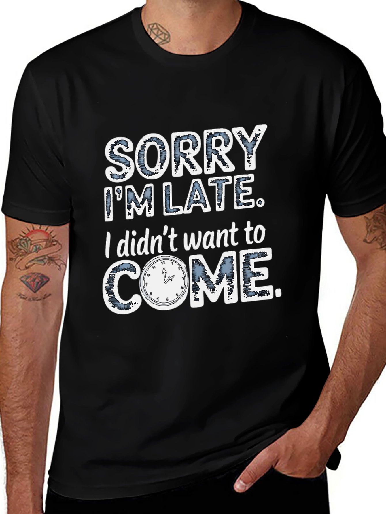 Funny Sorry Im Late Mens Graphic T-Shirt