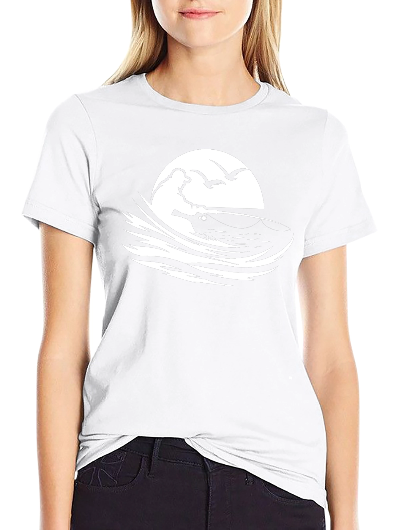 Fisherman Graphic Tee - Black Cotton T-Shirt