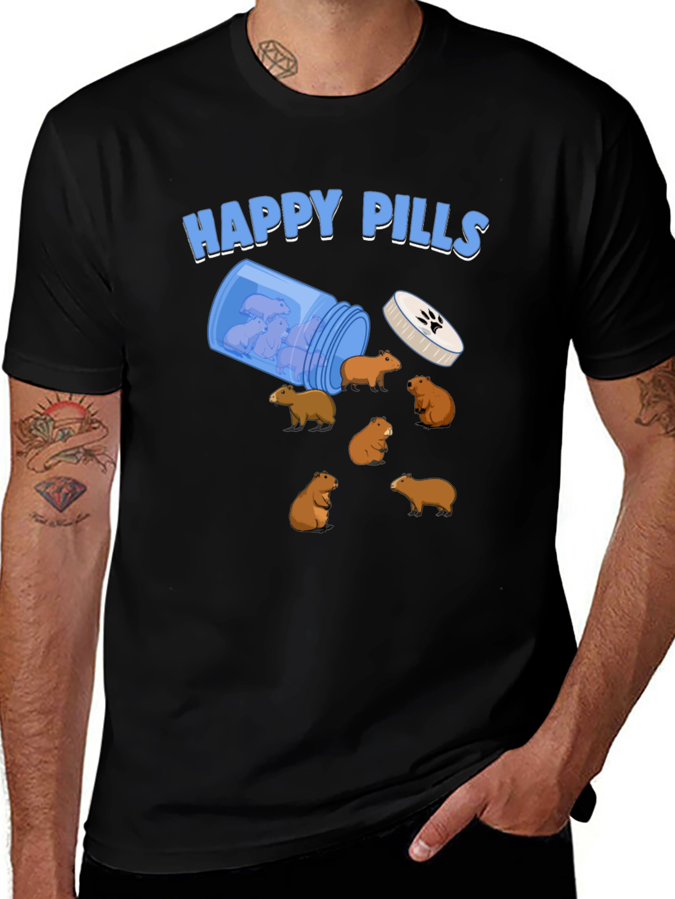 Happy Pills Capybara T-Shirt - Relax & Enjoy!