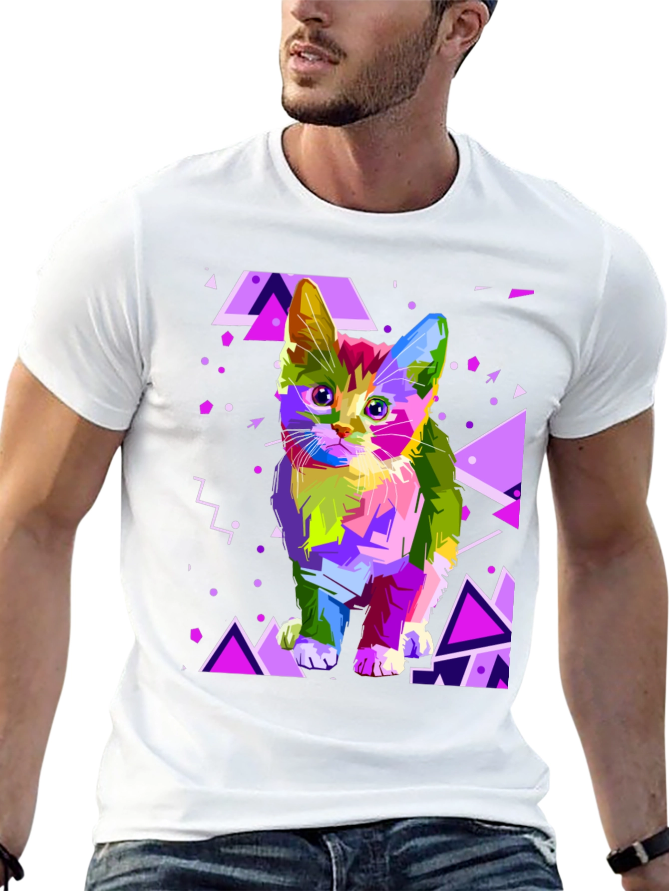 Abstract Cat Graphic T-Shirt