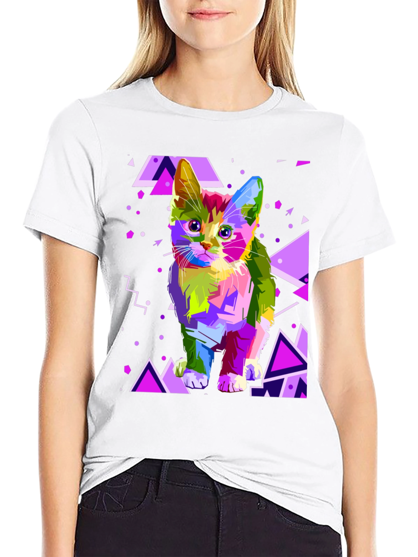 Abstract Cat Graphic T-Shirt