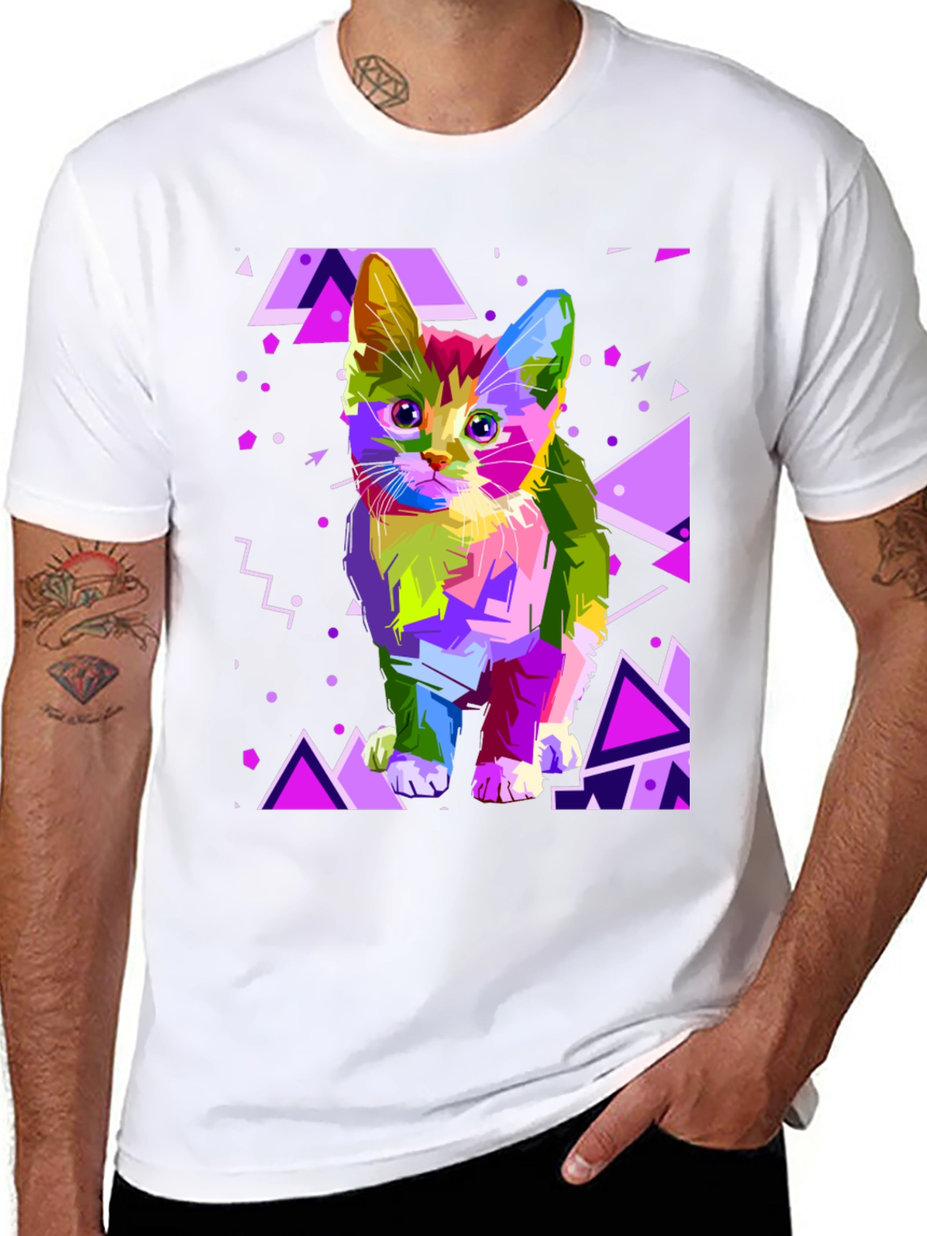 Abstract Cat Graphic T-Shirt
