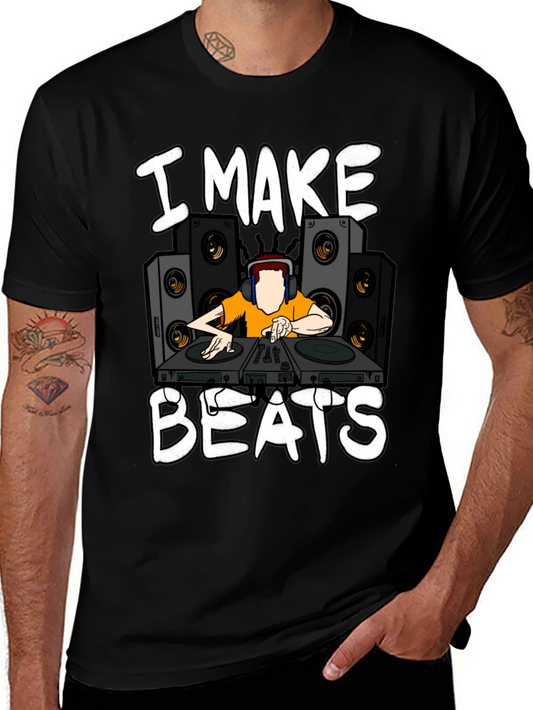 I Make Beats Graphic T-Shirt - DJ Turntable Design