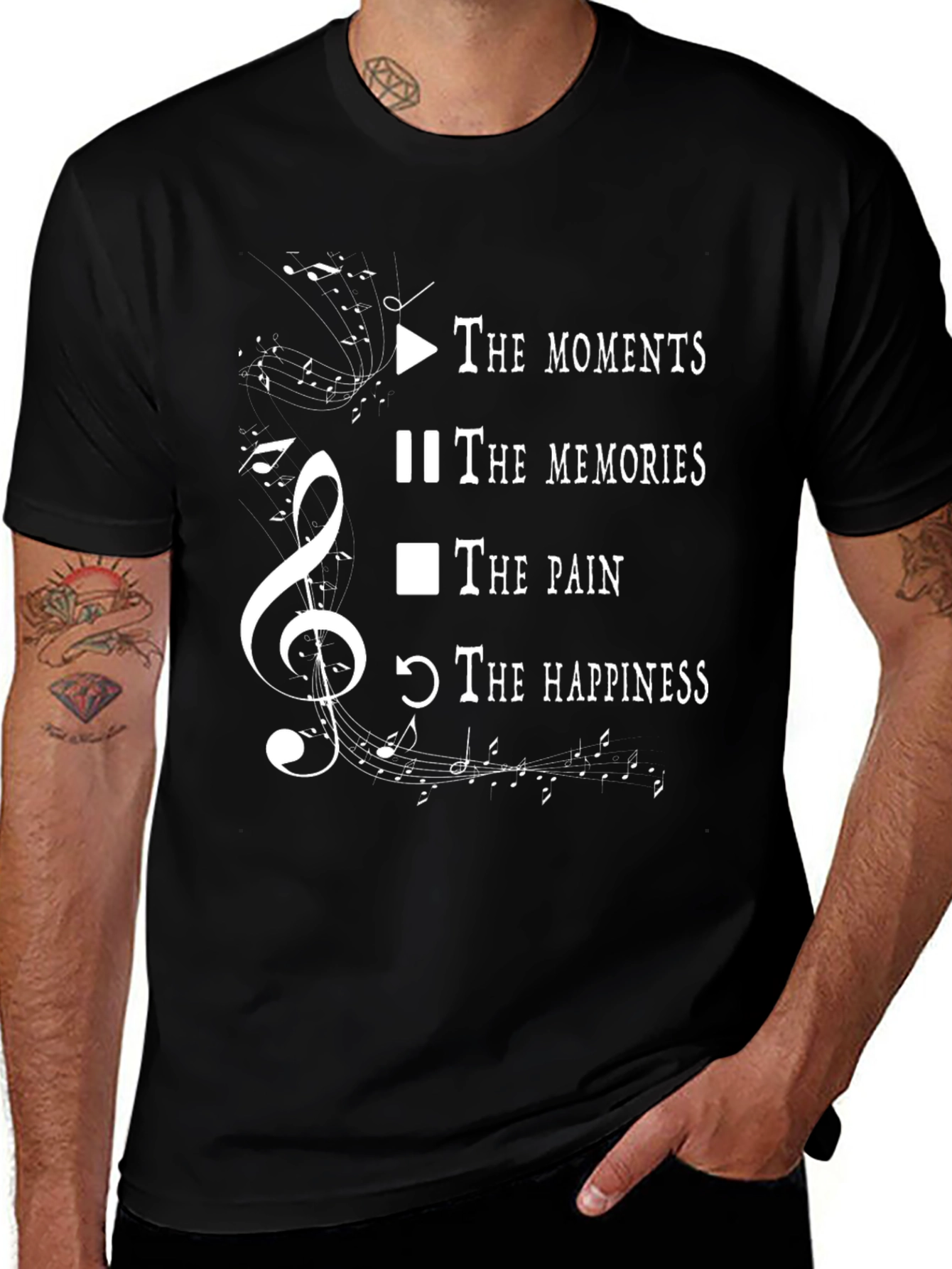 Music of Life Black Graphic T-Shirt